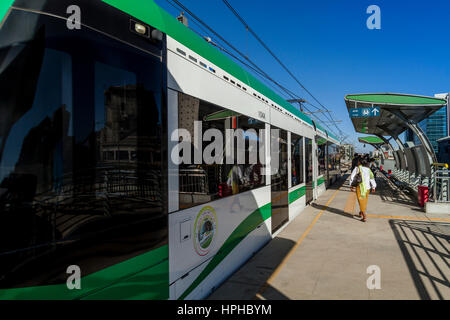 Addis Ababa Light Rail Transit Station, Meskel Square, Addis Ababa, Ethiopia Stock Photo