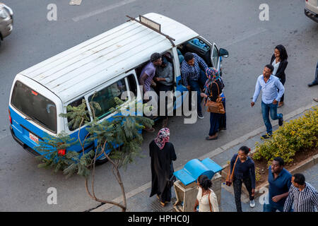 Minibus Taxis, Bole Road, Addis Ababa, Ethiopia Stock Photo