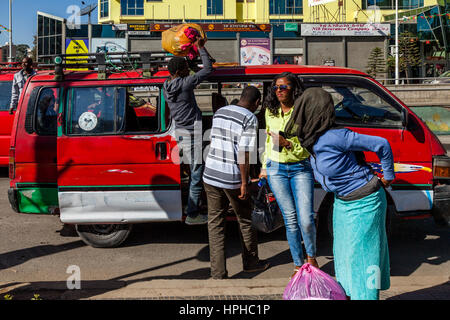 Minibus Taxis, Bole Road, Addis Ababa, Ethiopia Stock Photo