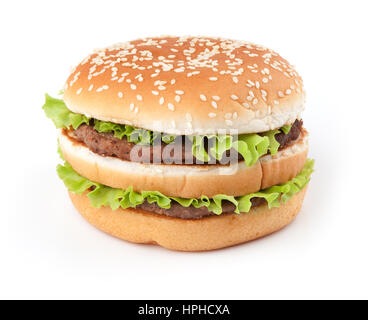 Tasty big hamburger isolated on white background Stock Photo