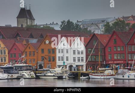 Harbour and Bryggen, listed as World Heritage by UNESCO, former counter the Hanseatic League Hanse, Bergen, Norway Stock Photo