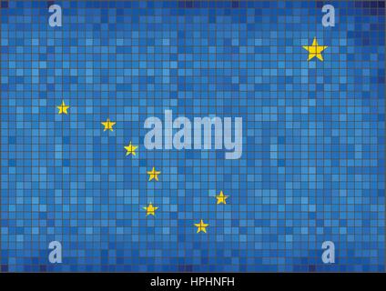 Flag of Alaska - Illustration,  Alaska State Flag created in grunge style,  Alaska's Flag,  Alaska flag in mosaic, Abstract grunge mosaic vector Stock Vector