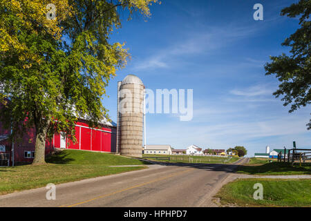 An Amish farm in the countryside near Kidron, Ohio, USA. Stock Photo