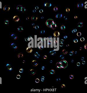 soap bubbles on black Stock Photo