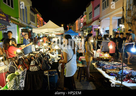 Night Market, Sunday Walking Street, Thalang Road, Old Town, Phuket Town, Phuket, Thailand Stock Photo