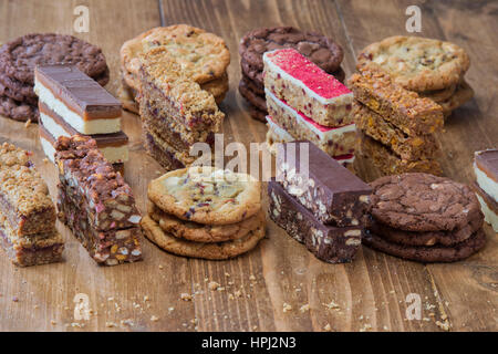 Chocolate cookies and tray bakes pattern Stock Photo