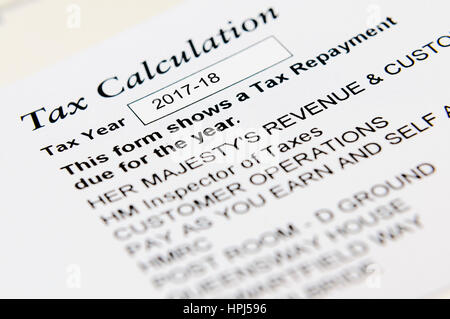 Letter from the HMRC informing of a tax overpayment, and a repayment is due Stock Photo