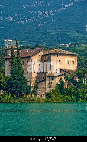 Italy Trentino Alto Adige Calavino Toblino the Lake and the Castle Stock Photo