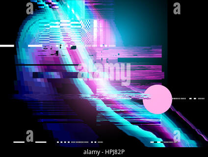 Glitch and distorted texture pattern background. Vector illustration Stock Photo