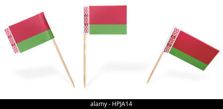 Small cocktail flags of Belarus in different positions isolated on white.(series) . Also easy to use as a design element :) Stock Photo