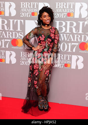 Corinne Bailey Rae attending the Brit Awards at the O2 Arena, London. Stock Photo