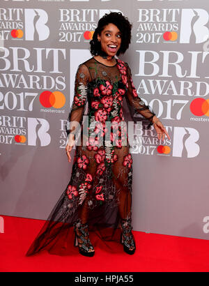 Corinne Bailey Rae attending the Brit Awards at the O2 Arena, London. Stock Photo