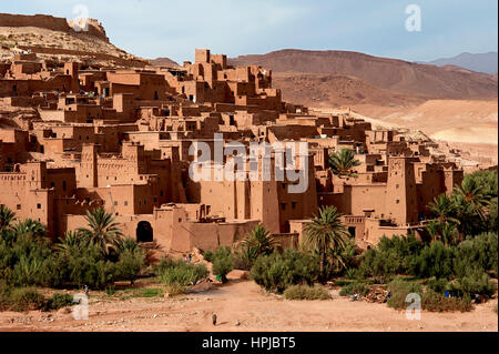 The fortified Moroccan town of Ait Benhaddou with its kasbahs and earth-clay buildings is a UNESCO world heritage site and has featured in many films. Stock Photo