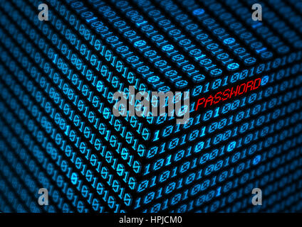 computer password in binary code matrix Stock Photo