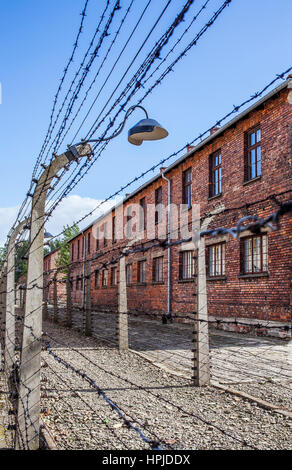 Electric fence, concentration camp. Auschwitz. Poland Stock Photo