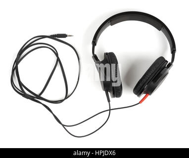 Closed back black stereo headphones isolated on white background Stock Photo