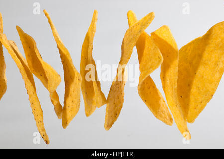 Flying tortilla chips Stock Photo