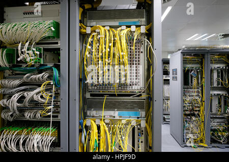 Detail of cable management on a data centre server room Stock Photo