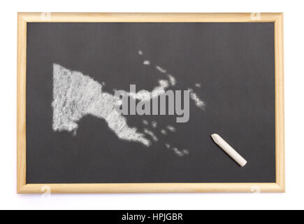 Blackboard with a chalk and the shape of Papa New Guinea drawn onto. (series) Stock Photo