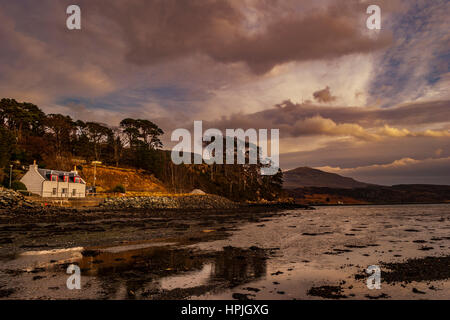 View of 'The Lump' and Ben Tianavaig from Loch Portree, Isle of Skye, Scotland Stock Photo