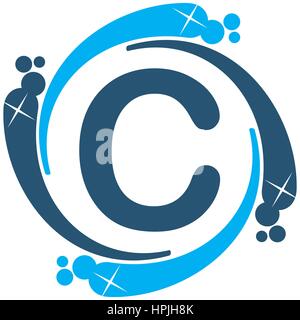 Water Clean Service Abbreviation Letter C Stock Vector