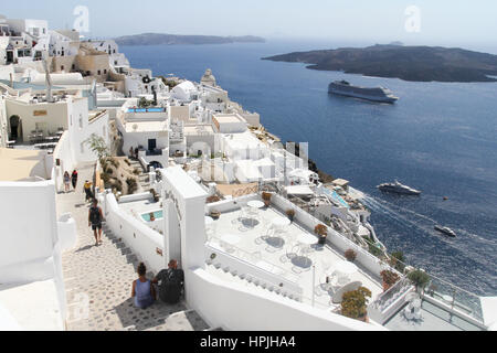 Cruise Ship Anchored In Santorini, Greece Stock Photo - Alamy