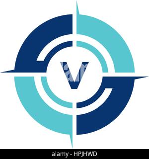 Compass Guide Solution Initial V Stock Vector