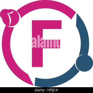 Teamwork Sharing Dating Initial F Stock Vector