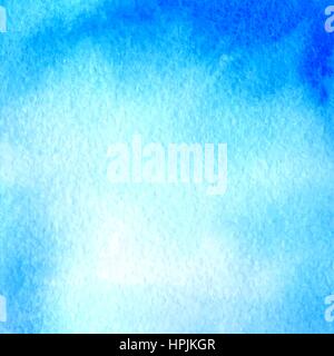 Light blue watercolor hand drawn banner. Vector watercolour paper grain textured background. Abstract hand paint square stain backdrop Stock Vector