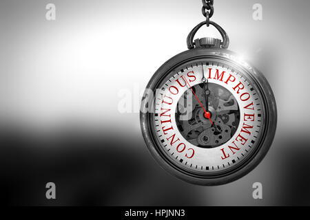 Continuous Improvement on Watch. 3D Illustration. Stock Photo