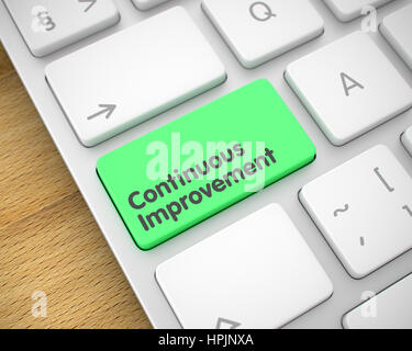 Continuous Improvement - Message on Green Keyboard Key. 3D. Stock Photo