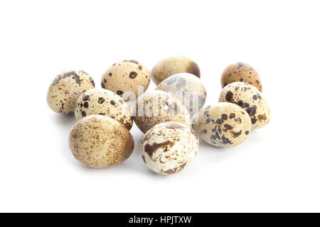 close up of quail eggs isolated on white background Stock Photo