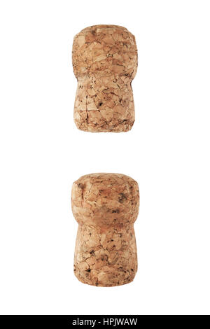 Two champagne corks isolated on white background Stock Photo