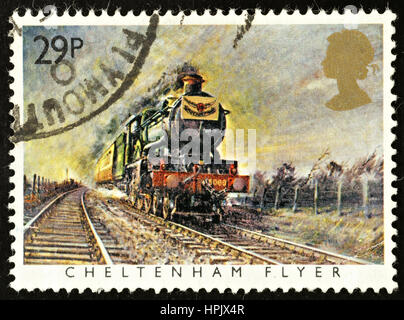 UNITED KINGDOM - CIRCA 1985: A British Used Postage Stamp showing The Cheltenham Flyer Train, circa 1985 Stock Photo