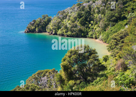Picton, Marlborough, New Zealand. View over secluded Governors Bay, Queen Charlotte Sound. Stock Photo