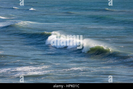 Punakaiki, Paparoa National Park, West Coast, New Zealand. Powerful waves breaking in the Tasman Sea off Dolomite Point. Stock Photo