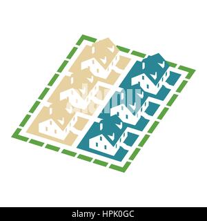 Isometric cluster house, for real estate brochures or web icon. Vector illustration on white background Stock Vector