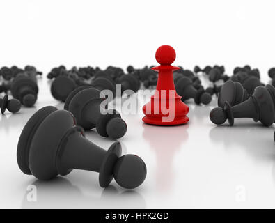 Red chess pawn standing business conceptual background. Strategy Stock Photo