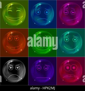 Bubbles smileys, colorful Stock Vector