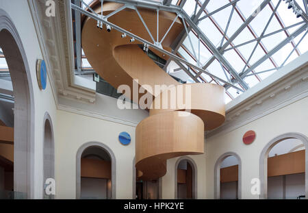Spiral staircase, Frank Gehry extension to the Art Gallery of Ontario, Canada Stock Photo