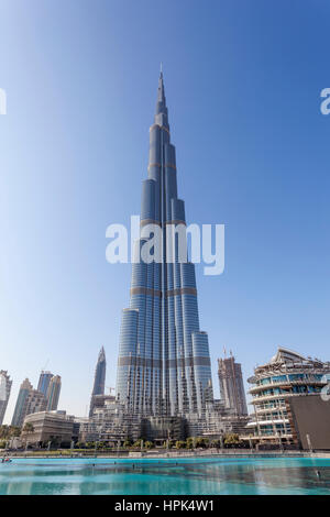 DUBAI, UAE - NOV 27, 2016: Burj Khalifa - the highest building in the world. Dubai, United Arab Emirates, Middle East Stock Photo