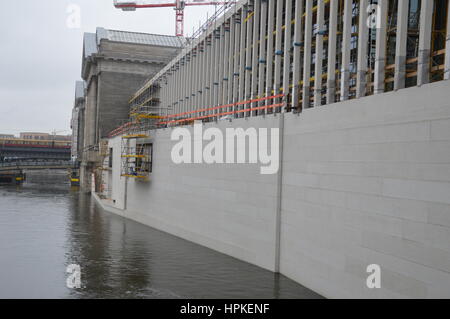 Berlin, Germany. 23rd February 2017. James Simon Gallery on Museum Island under construction in Berlin, Germany. It was designed by British architect David Chipperfield. Credit: Markku Rainer Peltonen/Alamy Live News Stock Photo