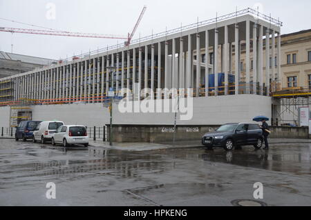 Berlin, Germany. 23rd February 2017. James Simon Gallery on Museum Island under construction in Berlin, Germany. It was designed by British architect David Chipperfield. Credit: Markku Rainer Peltonen/Alamy Live News Stock Photo