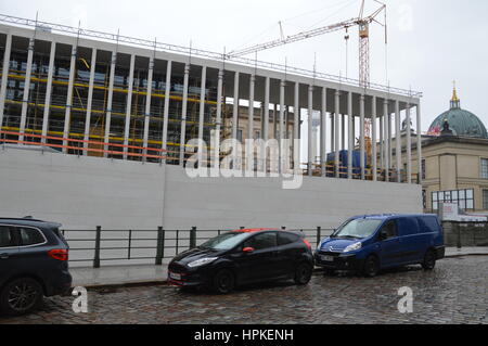 Berlin, Germany. 23rd February 2017. James Simon Gallery on Museum Island under construction in Berlin, Germany. It was designed by British architect David Chipperfield. Credit: Markku Rainer Peltonen/Alamy Live News Stock Photo