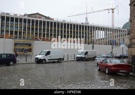 Berlin, Germany. 23rd February 2017. James Simon Gallery on Museum Island under construction in Berlin, Germany. It was designed by British architect David Chipperfield. Credit: Markku Rainer Peltonen/Alamy Live News Stock Photo