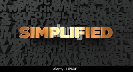 Simplified - Gold text on black background - 3D rendered royalty free stock picture. This image can be used for an online website banner ad or a print Stock Photo