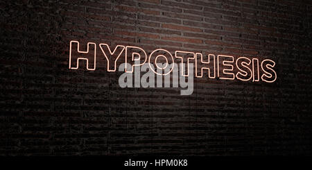 HYPOTHESIS -Realistic Neon Sign on Brick Wall background - 3D rendered royalty free stock image. Can be used for online banner ads and direct mailers. Stock Photo