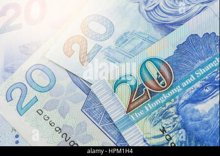 closeup twenty Hong Kong Dollars bills Stock Photo