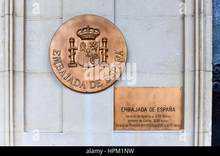 Seal of the Spanish Embassy in Havana, Cuba. Stock Photo