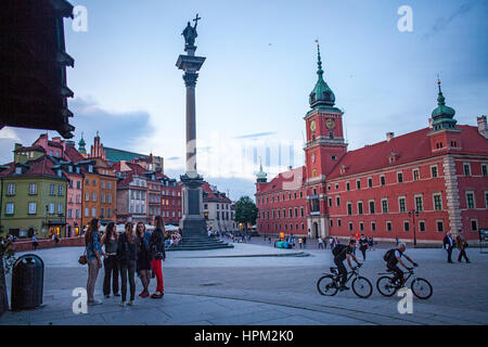 Plac Zamkowy square, The Royal Castle and Zygmunt column, Warsaw, Poland Stock Photo